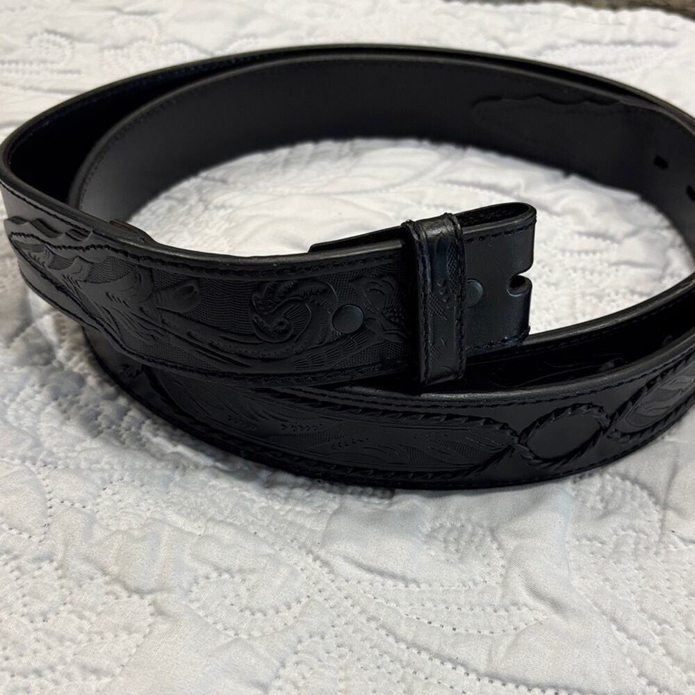 Men’s Scandia Woods Genuine Bonded Leather Black Embossed Belt 3X